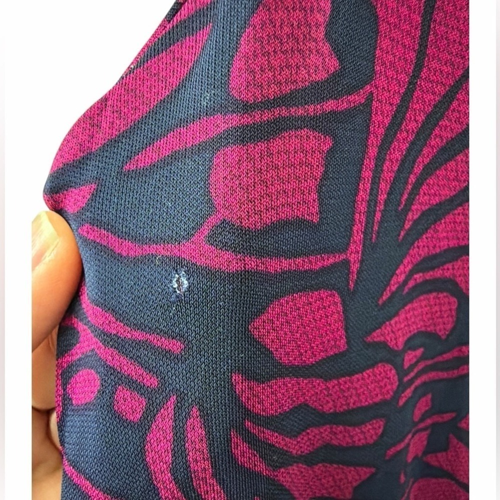 Tory Burch XL Etta Dress – Gold Logo Button Shoulder Pink Navy - Picture 9 of 9